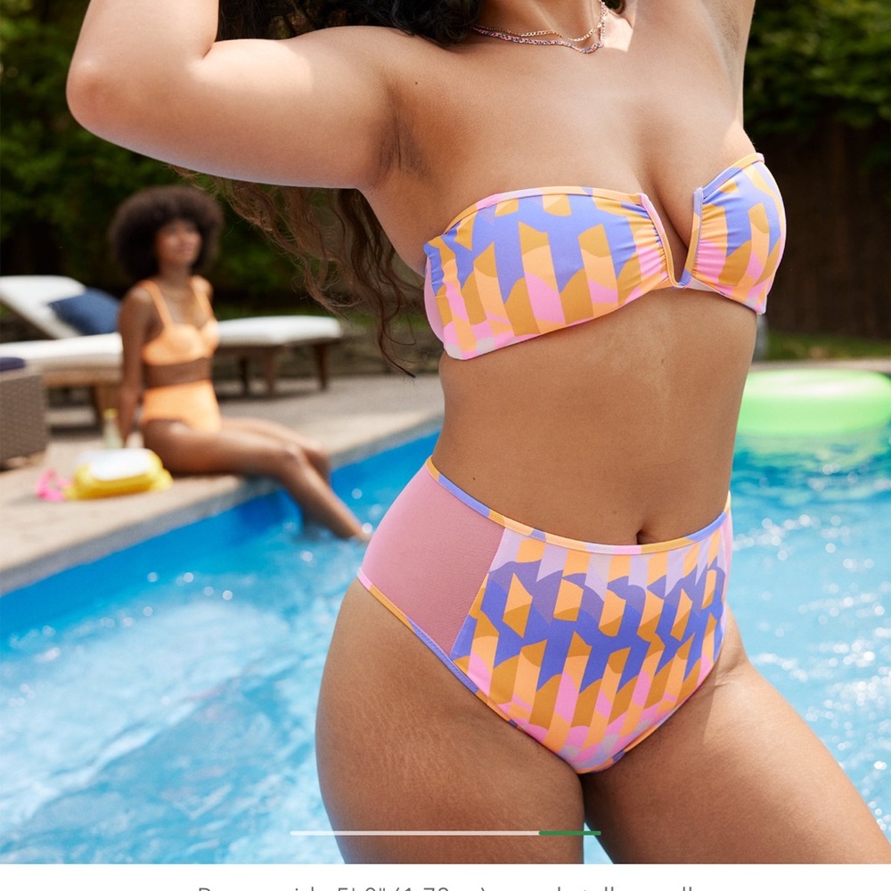 Aerie Pink and Purple Geometric Bikini